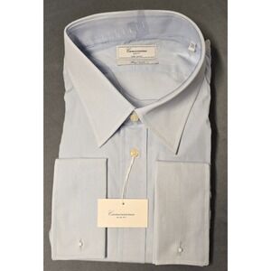 Camicissima Slim Fit Pisa Light Blue Double Cuff Dress Shirt 100% Cotton Size 20